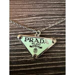 Authentic PRADA Mint Pendant with Repurposed Necklace